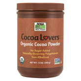 NOW Foods Organic Cocoa Powder unsweetened 12oz bottle, ideal for baking and recipes