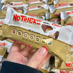 Texture close-up shows creamy caramel bite of No Whey! bars