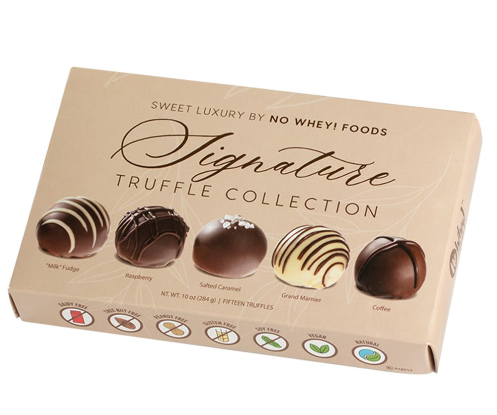 No Whey! Foods vegan gluten-free truffle collection front box, ideal for gifting.