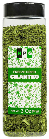 NPG freeze-dried cilantro bottle for pantry storage and quick seasoning.