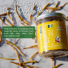 Dried lily buds in resealable pouch for long-lasting pantry storage.