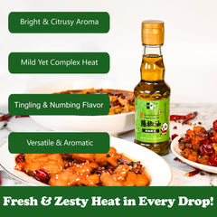 Glass bottle stores NPG oil for long-lasting flavor in your kitchen.
