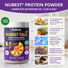 NuBest Tall Protein Powder with marine algae calcium boosts calcium absorption.