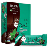 NuGo Dark Chocolate Mint Chip packaging, gluten-free and vegan.