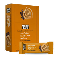 NuGo Smarte Carb Peanut Butter Crunch bar pack showing convenient on-the-go energy