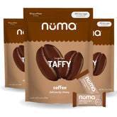 Numa Coffee Chews packaging shows convenient resealable pouch for on-the-go energy.
