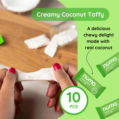 Numa Foods Creamy Coconut Taffy coconut milk swirl emphasizes real MCT-rich ingredients.