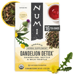 Numi Dandelion Detox Tea bags in pack for daily caffeine-free ritual