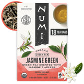Numi Green Tea Jasmine tea bag closeup highlighting fragrant aroma for a calm morning