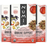 Numi Immune Support tea bags in recyclable carton promote daily wellness.