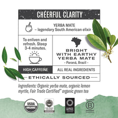 Numi Organic Maté Lemon Tea packaging highlighting compostable bags for sustainability