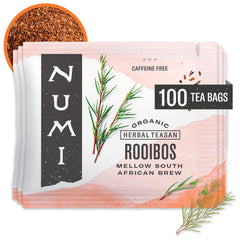Numi Rooibos organic tea vanilla-steep delivers smooth, naturally sweet flavor.
