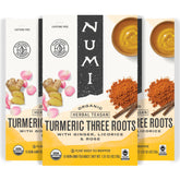 Numi Three Roots Tea box and bags for easy daily rituals with balanced flavor.