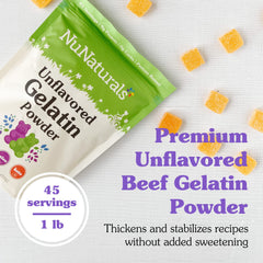 NuNaturals gelatin powder dissolving in liquid to create smooth textures