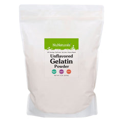 NuNaturals beef gelatin powder in a 5 lb bag for protein-rich thickening