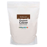 NuNaturals cocoa powder packaging showcases premium Dutch-process chocolate for baking and drinking.