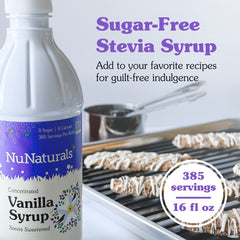 NuNaturals vanilla stevia syrup cappuccino foam topping tastes rich, calories-free.