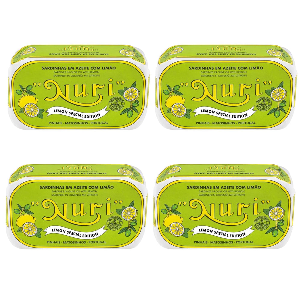 NURI Portuguese sardines in olive oil and lemon in a gift-ready 4-pack