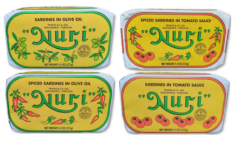 Nuri Portuguese sardines in pure olive oil can, ideal for tapas and elegant antipasti.