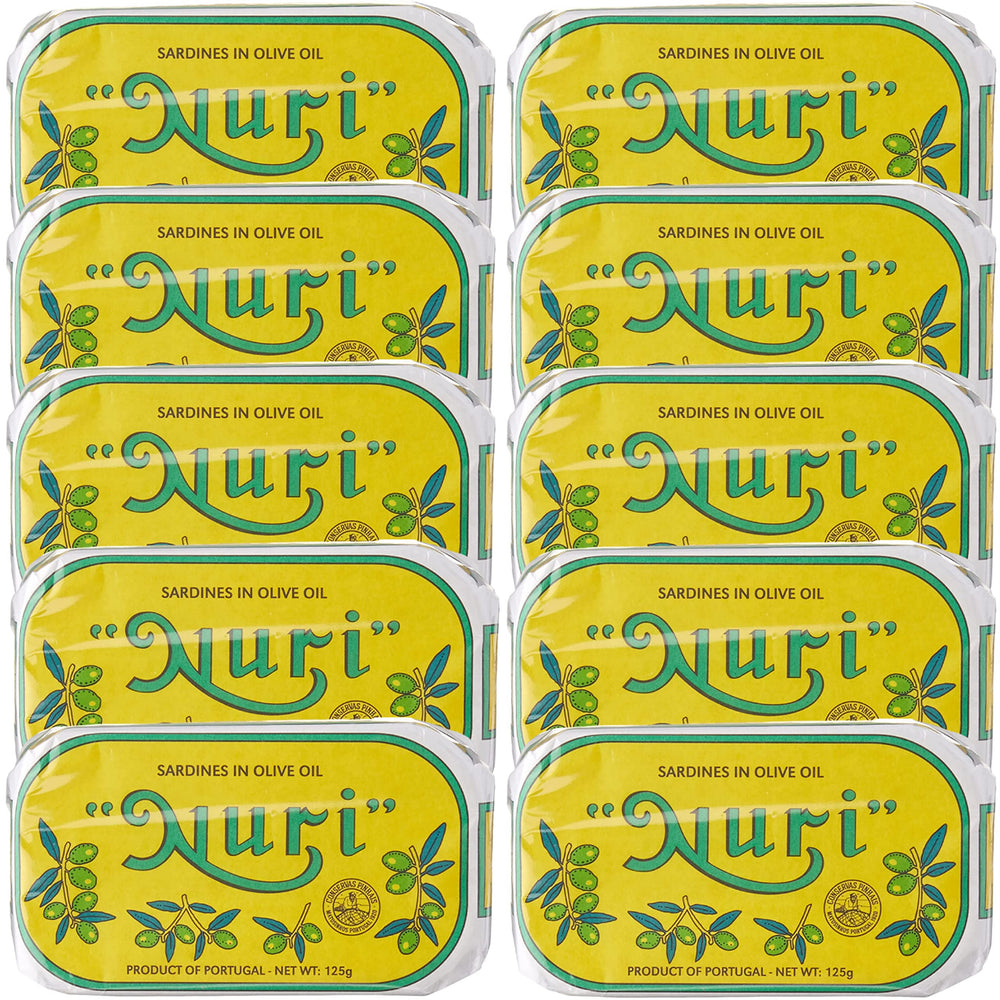 Nuri sardines in olive oil can for quick protein-packed meals.