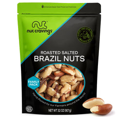 Nut Cravings Brazil nuts roasted and salted close-up, ideal for snacking