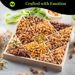 Nut Cravings green and black ribbon elevates the presentation.