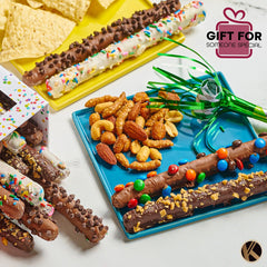 Nut Cravings KREMERY chocolate-dipped pretzel rods offer a satisfying crunch and glossy coating
