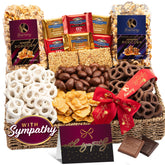 Kremery sympathy basket in seagrass tray with ribbon by Nut Cravings