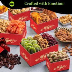 Nut Cravings six-level snack tower for convenient, layered gifting.