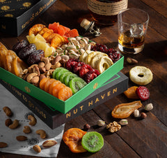 Nut Haven dried fruit and nuts tray showcases a colorful gourmet assortment.