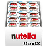 Nutella hazelnut spread cup with cocoa for quick breakfasts.