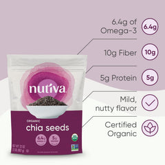 Nutiva chia seeds sprinkled on yogurt for fiber and omega-3 boost.