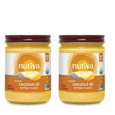 Nutiva coconut oil butter flavor bottle for easy butter-like cooking