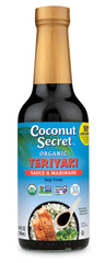 Nutiva Coconut Secret Coconut Aminos Teriyaki bottle for versatile soy-free marinades.