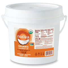 Nutiva Organic Steam Refined Coconut Oil bottle ready for high-heat cooking