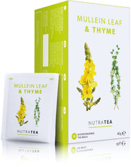 Nutra Tea Mullein Leaf Thyme tea bags pack showing convenient packaging and ingredients