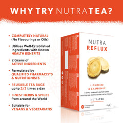 Nutra Tea NutraFlux brewed cup releasing peppermint and chamomile soothing notes