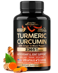 NUTRAHARMONY Turmeric Curcumin 2365mg bottle for potential joint support.