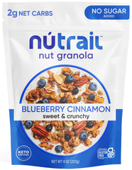 NuTrail blue blueberry cinnamon granola bowl for a satisfying breakfast.