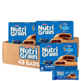 Nutri-Grain Soft Baked Blueberry Bars pack front shows convenient on-the-go breakfast.