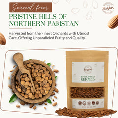Nutri Nibblers bitter apricot seeds in resealable package, preserves freshness.