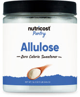 Nutricost Allulose sweetener bottle illustrates a zero-calorie sugar substitute for keto cooking.
