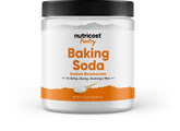 Nutricost baking soda 1lb bottle for baking, cleaning, and deodorizing.