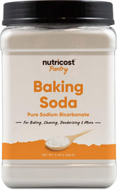 Nutricost Baking Soda 5-lbs bottle, versatile pantry staple for baking and cooking.