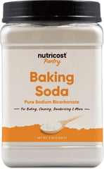 Nutricost Baking Soda 5-lbs bottle, versatile pantry staple for baking and cooking.