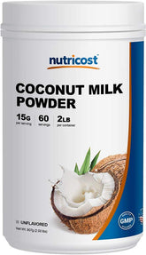 Nutricost Coconut Milk Powder packaging in a resealable container for freshness.