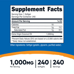 Close-up of Nutricost softgels capsules highlighting quality and cold-pressed oil