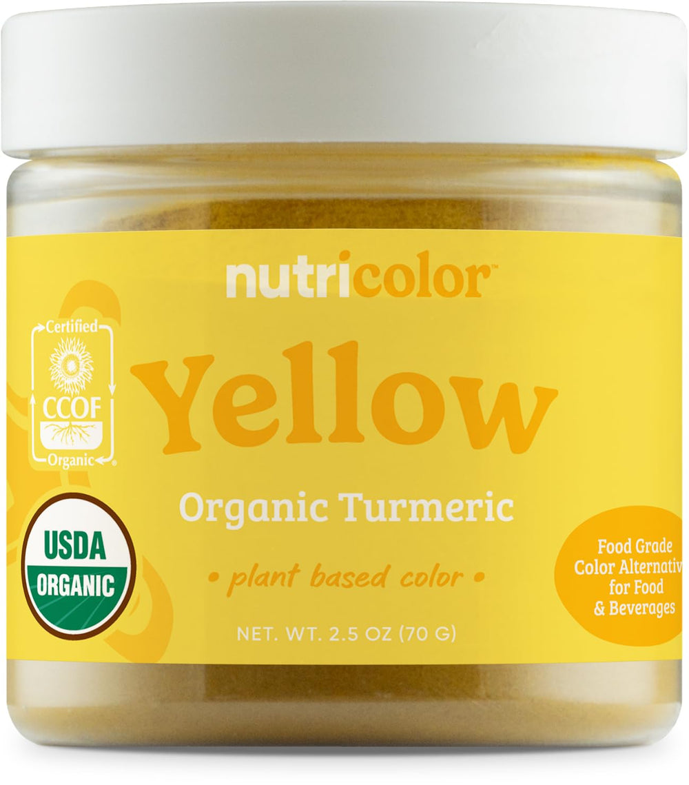 Nutricost Nutricolor yellow turmeric front-pack shows natural plant-based color for foods and beverages
