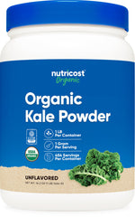 Nutricost Organic Kale Powder 1lb bottle highlighting pure, high-quality greens