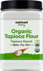 Nutricost Organic Tapioca Flour bag 2.5lb for gluten-free baking and thickening.